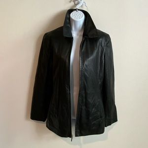 Vintage Black Genuine Leather Biker Jacket by Colebrook